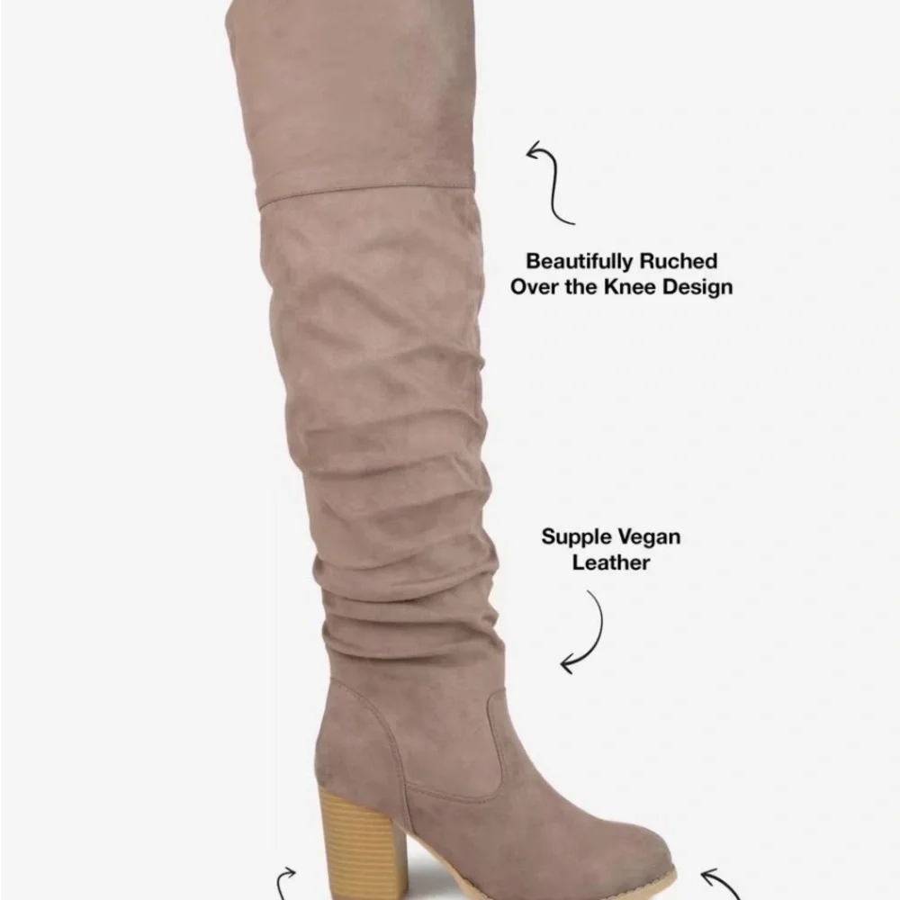 Journee Collection Taupe Slouch Over-the-Knee Block Heel Boots